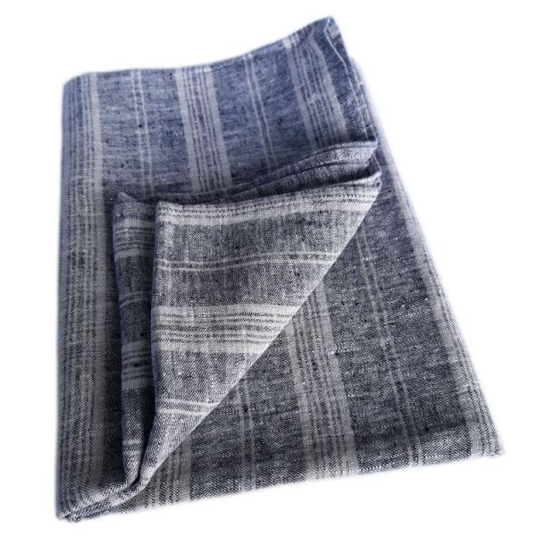Linen Beach & Picnic Towel Multistripe - Black/Natural