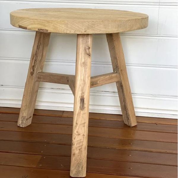 Round Elm Side Table