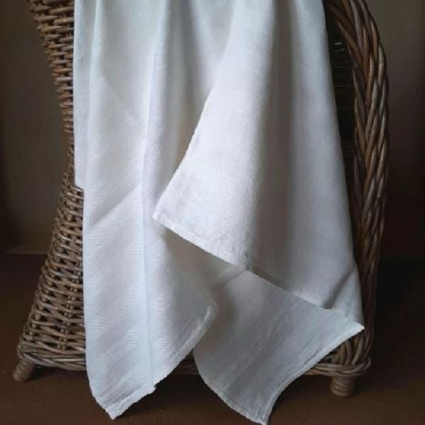 Linen Bath Sheet - White Striped