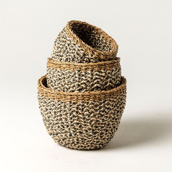 Seagrass Jute Basket Charcoal