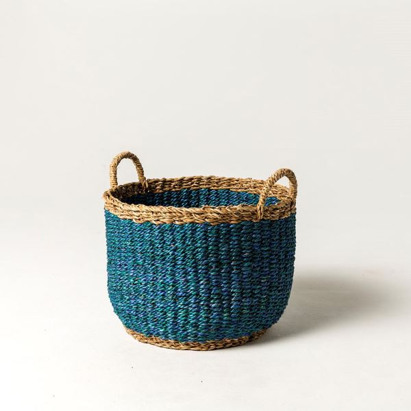 Seagrass Jute Basket Blue
